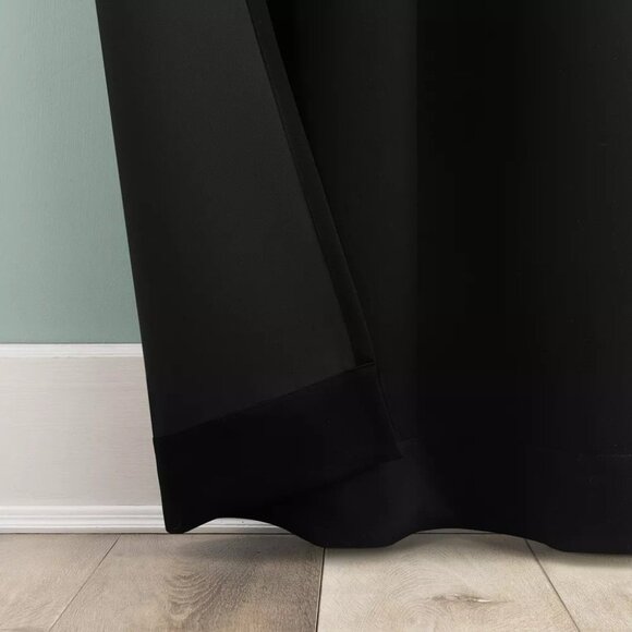 Sun Zero Tedrow Blackout 2 Grommet Hang Solid Black Curtain Panel Set 37" x 63" - Picture 3 of 7